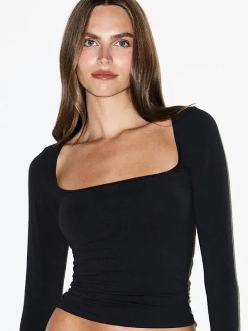Cotton jersey scoop neck long sleeve top  color soot